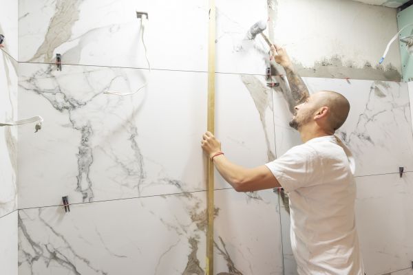 Marble Backsplash Installation
